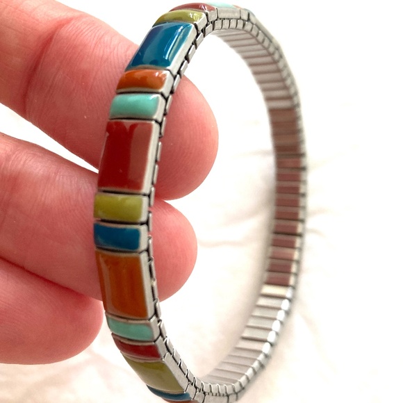 bracelet stretch color blocking tiles colorful chiclet tiles - Picture 1 of 10